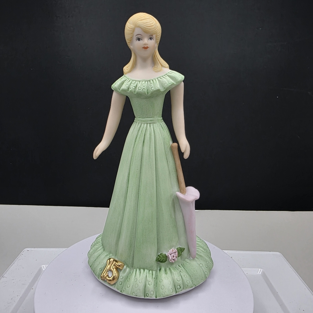 VTG 1981 Enesco Growing Up Birthday Girl Porcelain Age 15 Blonde E-2315 NiB